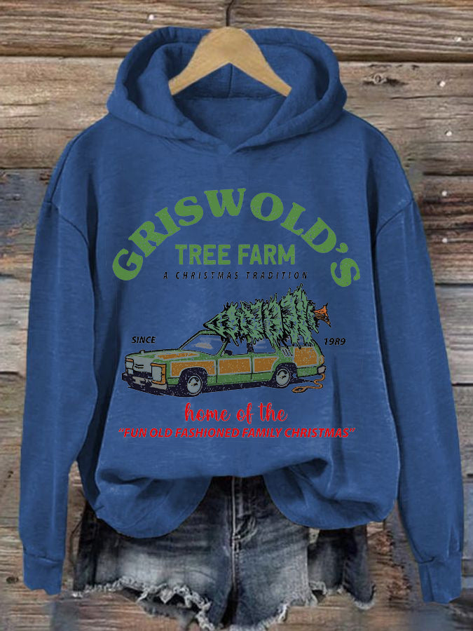 Women's Griswold Christmas Tree Farm Print Hooded Sweatshirt