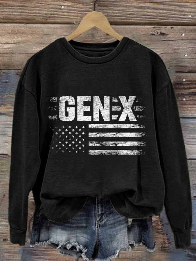 Lässiges Rundhals-Sweatshirt mit Gen X-Print für Damen