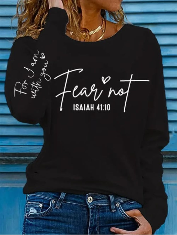 Women's Fear Not Isaiah 41:10 Print Casual Round Neck T-Shirt