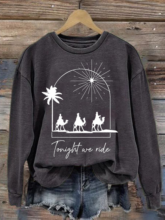 Sweatshirt mit Aufdruck „Christmas Tonight We Ride Trip“ für Damen