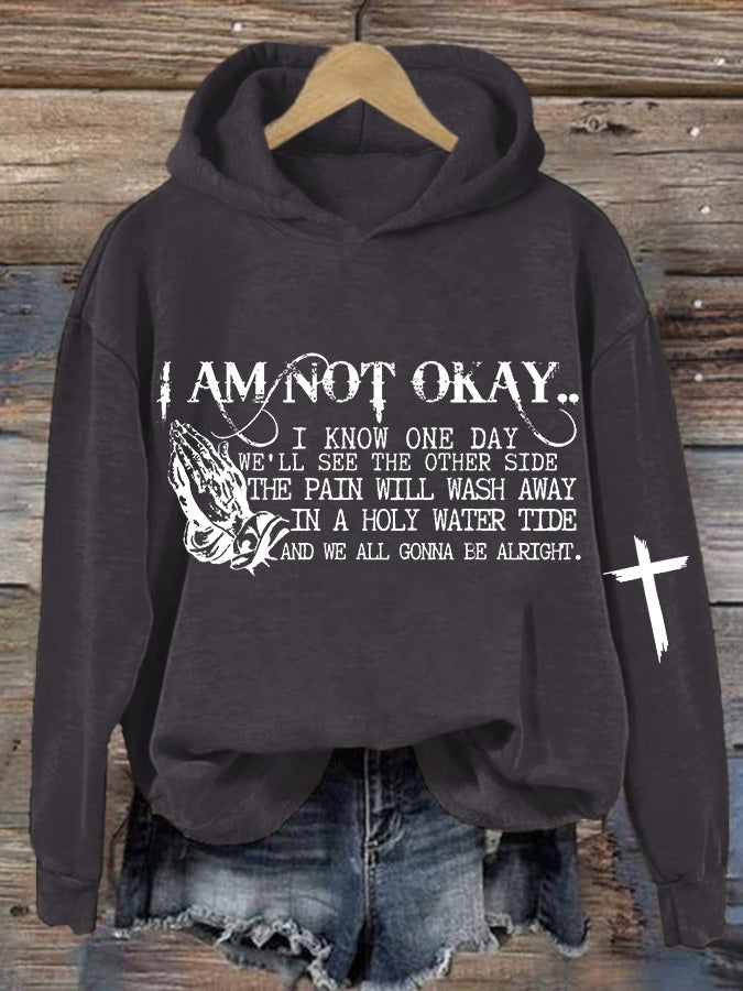 Women's I’m Not Okey Printed Casual Hoodie