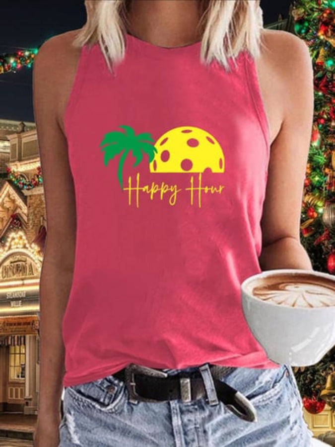 Women's Pickleball "HAPPY HOUR" Printed Casual Vest