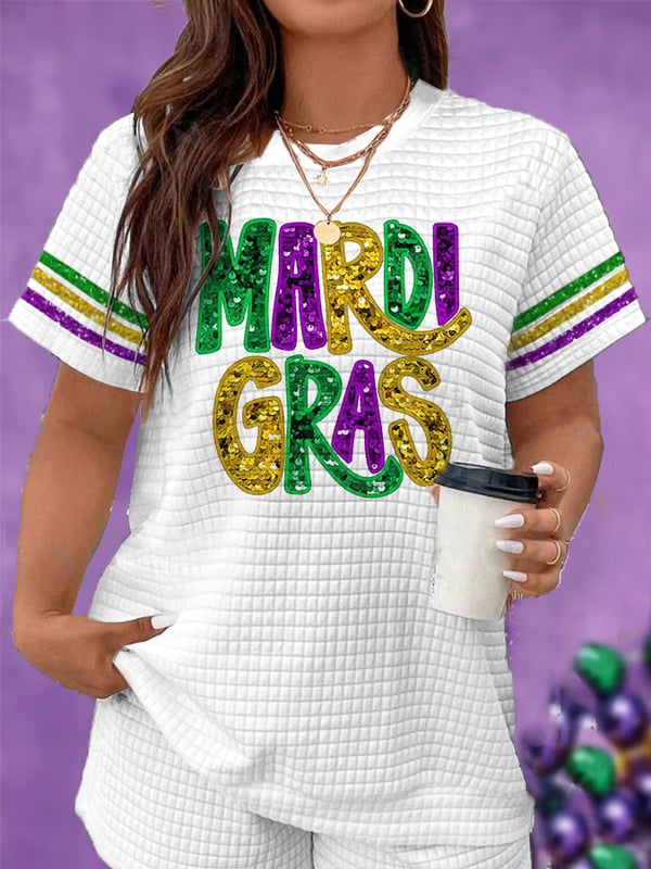 Men's Mardi Gras & Margaritas Print Short Sleeve Casual T-Shirt