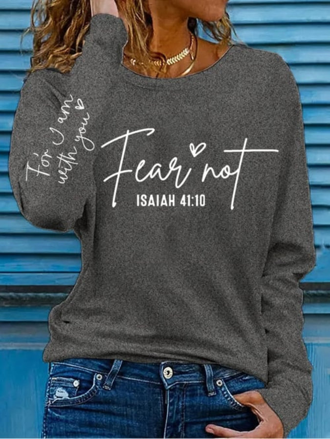 Women's Fear Not Isaiah 41:10 Print Casual Round Neck T-Shirt