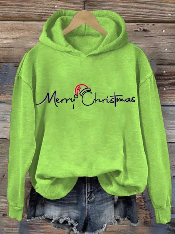 Women's Merry Christmas Print Casual Hoodie