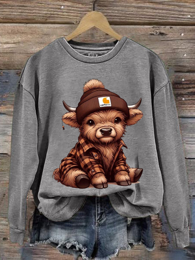 Women's Highland Cow Print Casual Sweatshirt