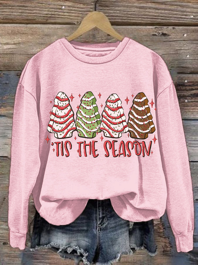 Women's Christmas Tree Printed Crew Neck Sweatshirt