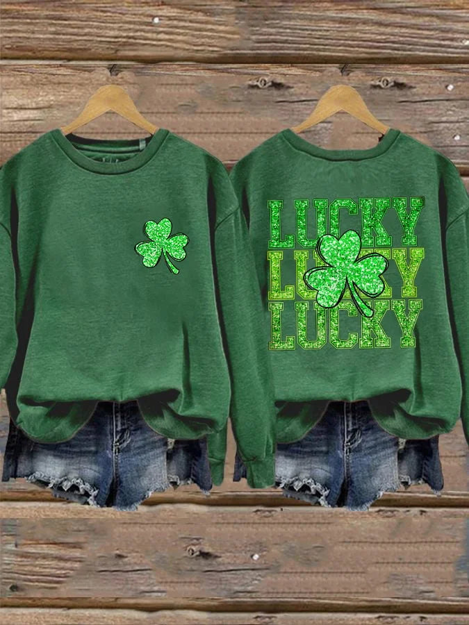 Women's St. Patrick's Day Shamrock Print Sweatshirt