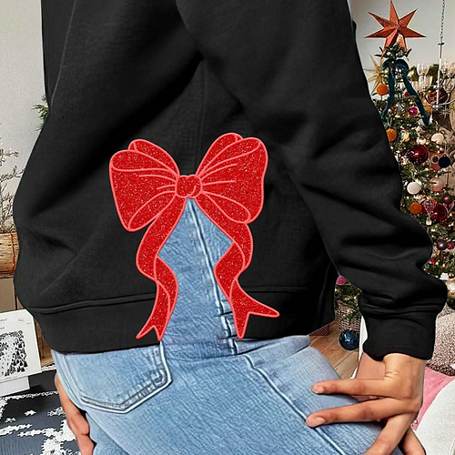 Red Glitter Side Bow Sweatshirt