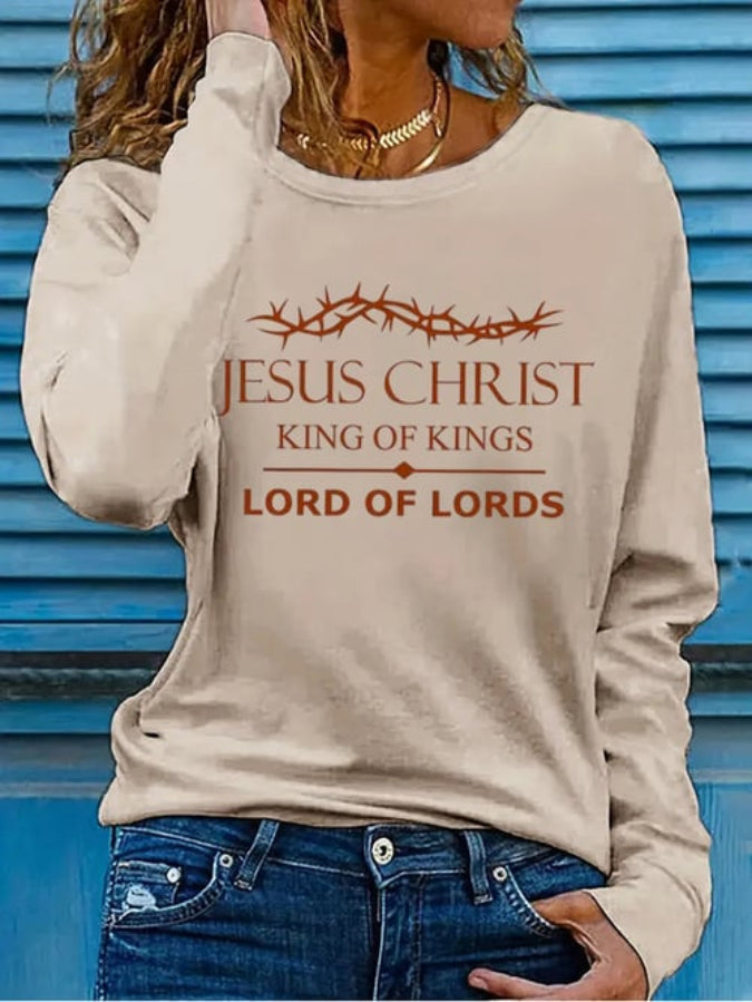 Women's Jesus Christ King Of Kings Lord Of Lords Print Casual T-Shirt