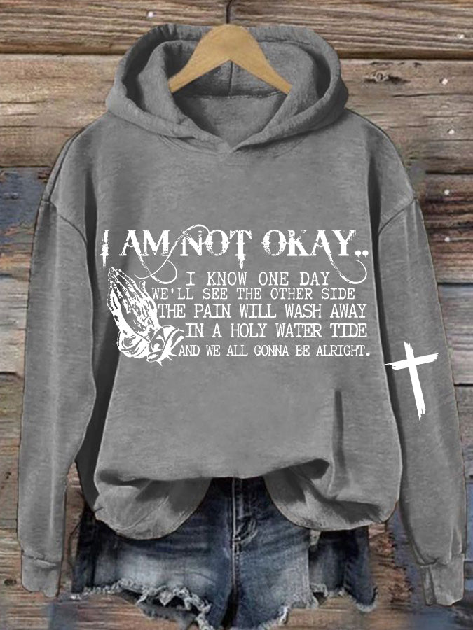 Women's I’m Not Okey Printed Casual Hoodie