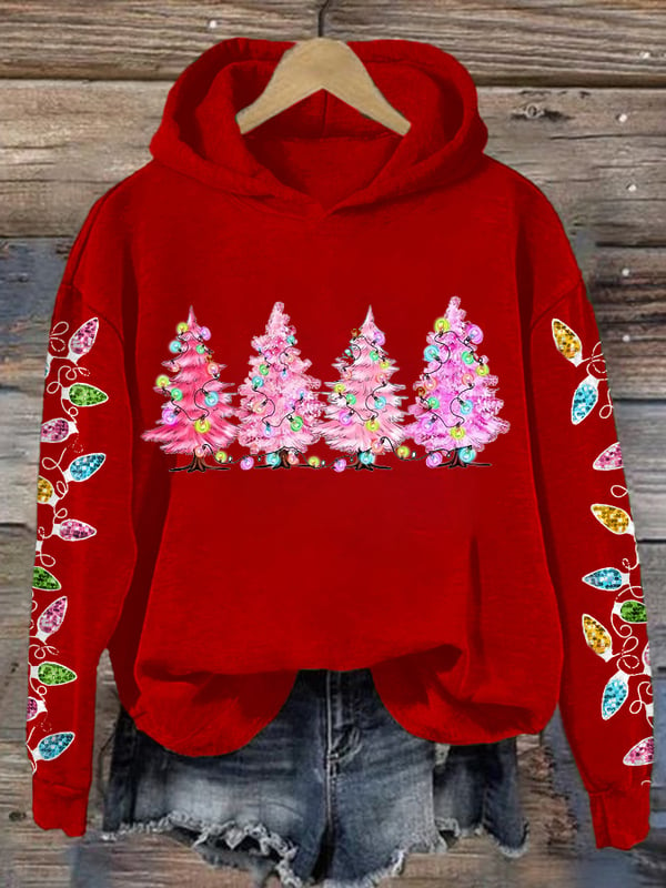 Women's Christmas Tree Lights Print Sweatshirt