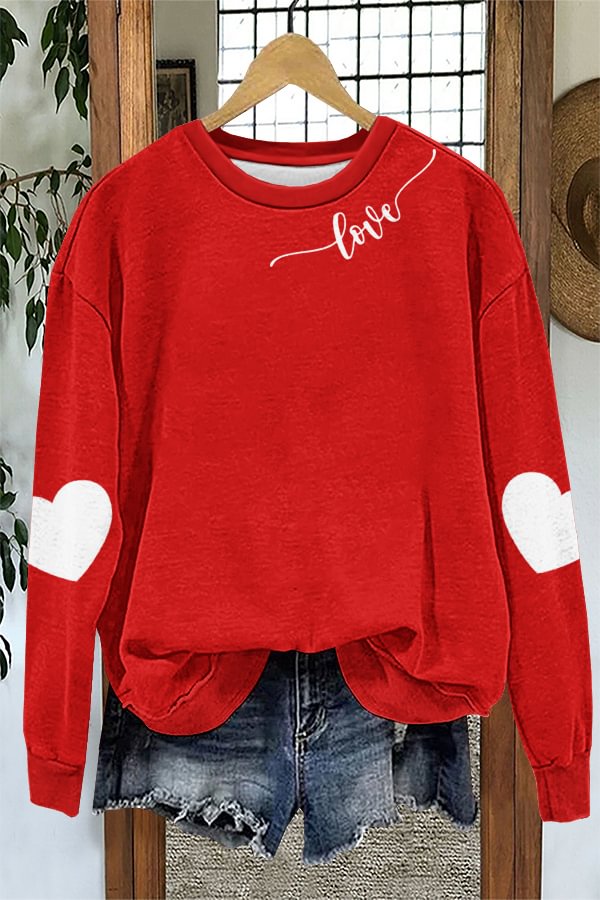 Women's Cute Valentine's Day Casual Round Neck Sweatshirt