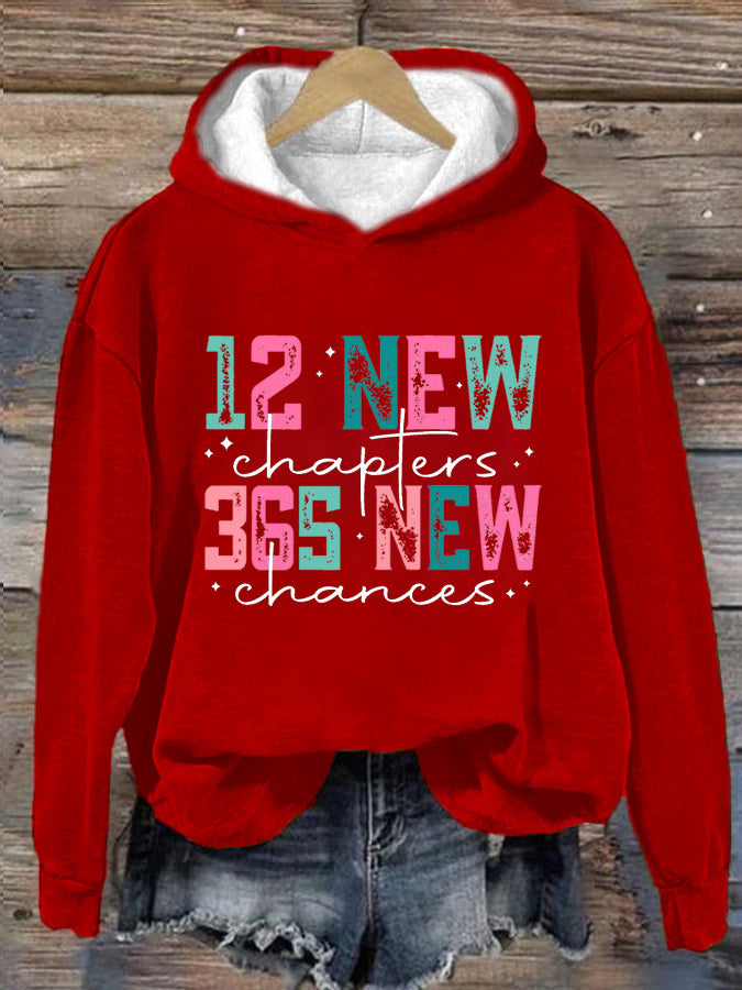 Women's 12 New Chapters 365 New Chances Print Hoodie