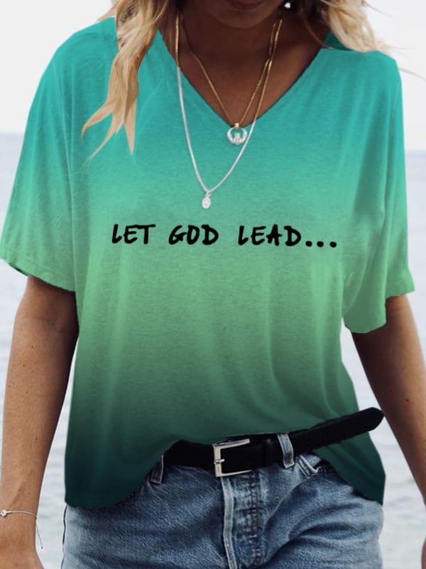 Women'S Let God Lead Print Casual T-Shirt