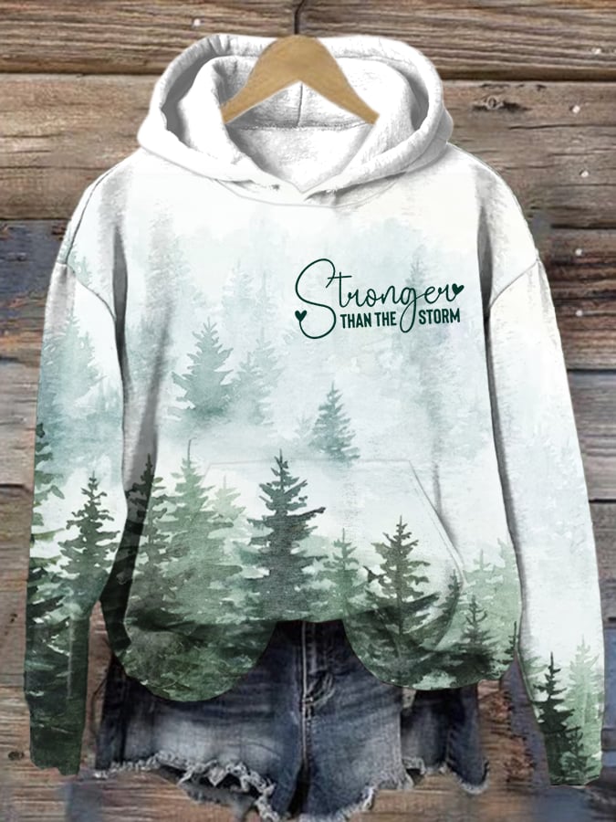 Women's Appalachian Hurricane Stronger Than The Storm Watercolor Art Casual Hoodie Sweatshirt