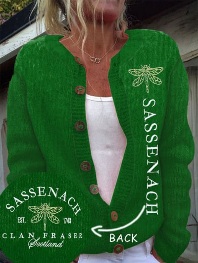 Women's Sassenach Est.1743 Clan Fraser Outlander Printed Knitted Cardigan