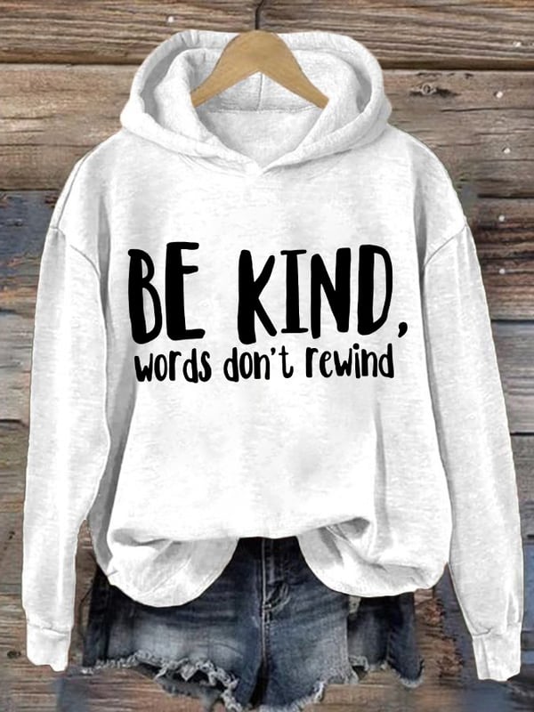 Retro Bullying Prevention Awareness Be Kind Words Don't Rewind Print Hoodie