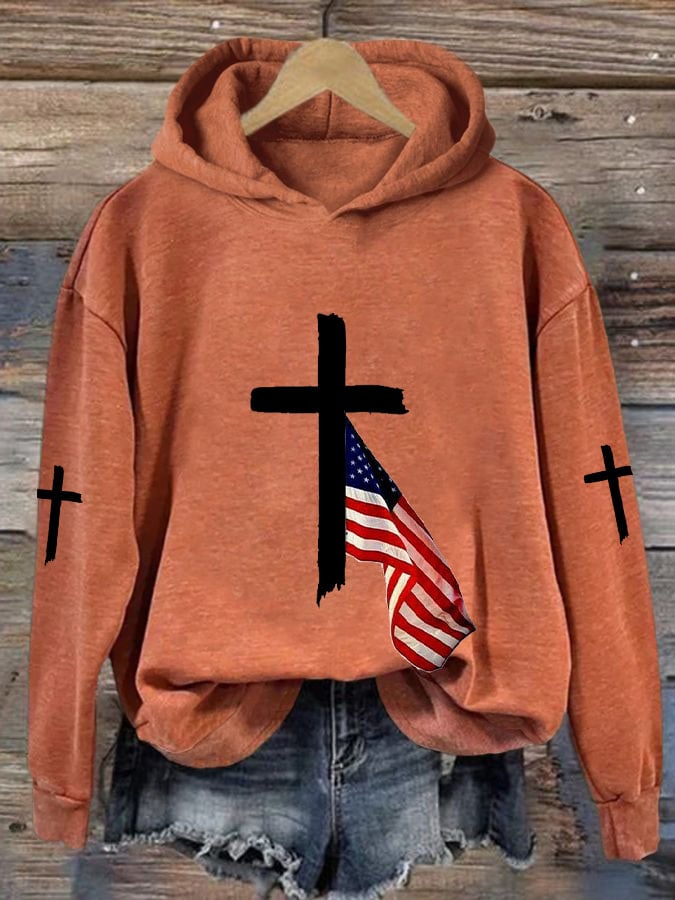 Women's Cross Flag Print Sweatshirt