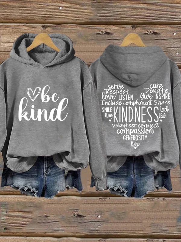 Women's Be Kind Print Casual Long Sleeve Hoodie