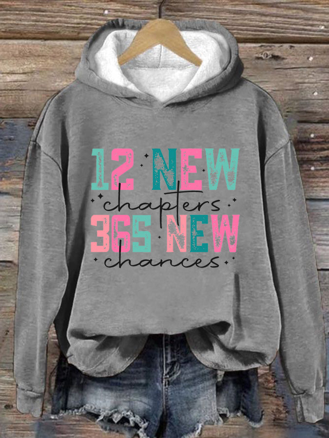 Women's 12 New Chapters 365 New Chances Print Hoodie