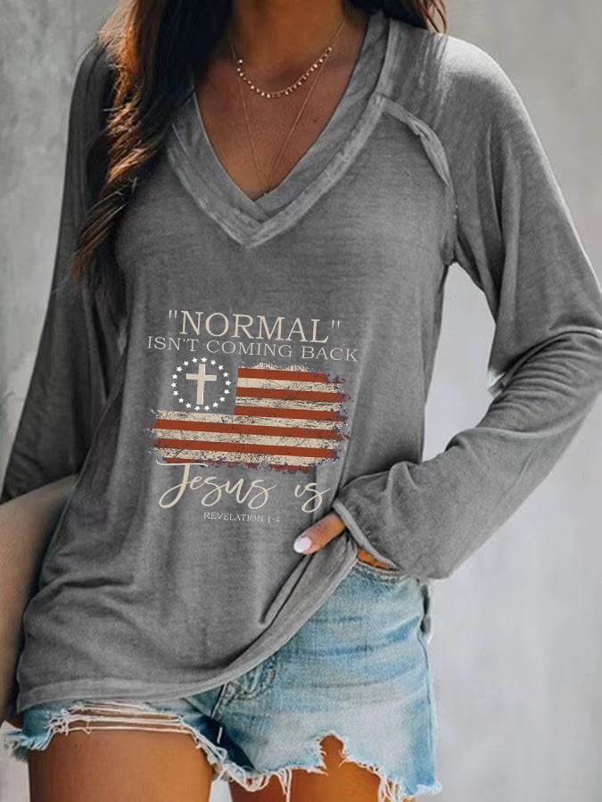 Top mit Retro-Print „Normal Isnt Coming Back“ für Damen