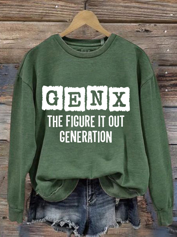 Lässiges Rundhals-Sweatshirt mit Gen X-Print für Damen