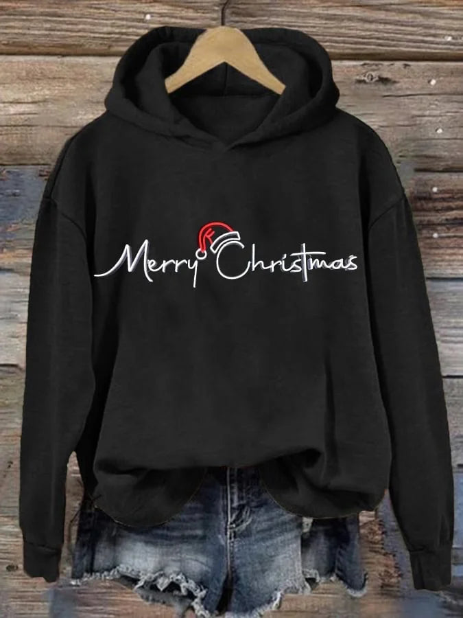 Women's Merry Christmas Print Casual Hoodie