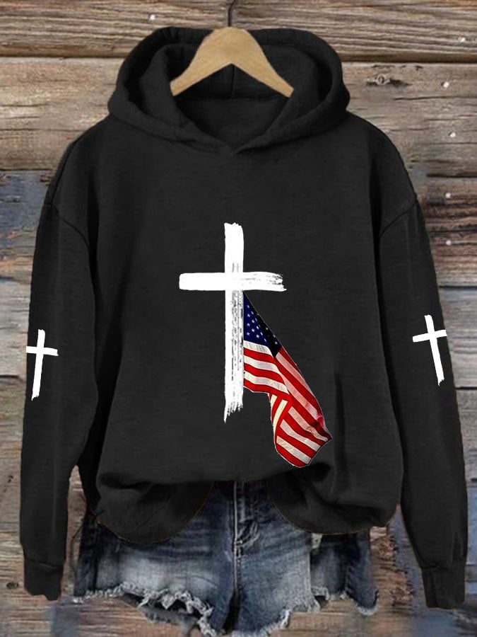 Women's Cross Flag Print Sweatshirt