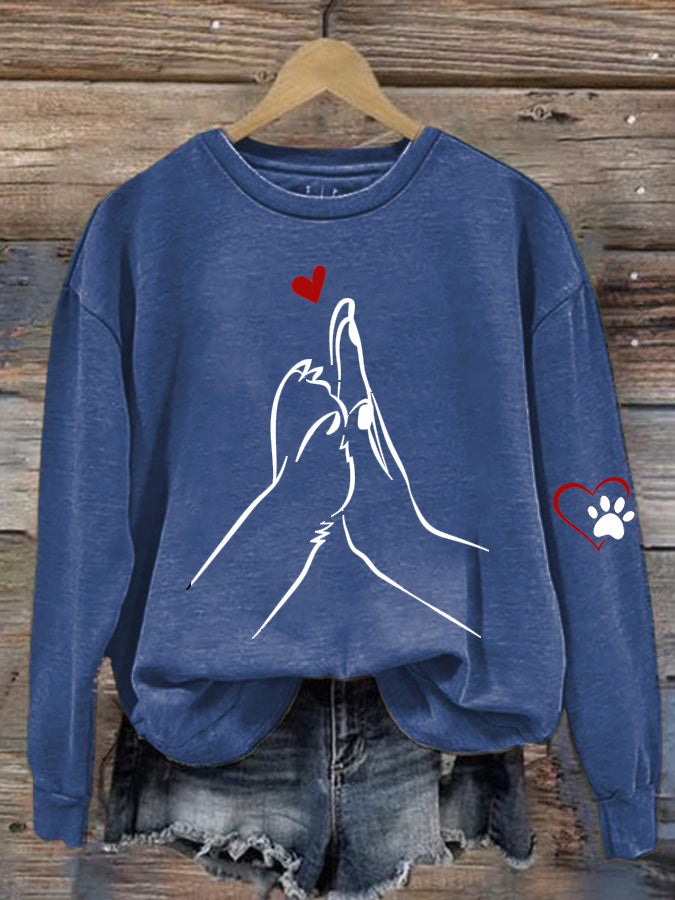 Dog Line Art Paw Print Comfy Sweatshirt