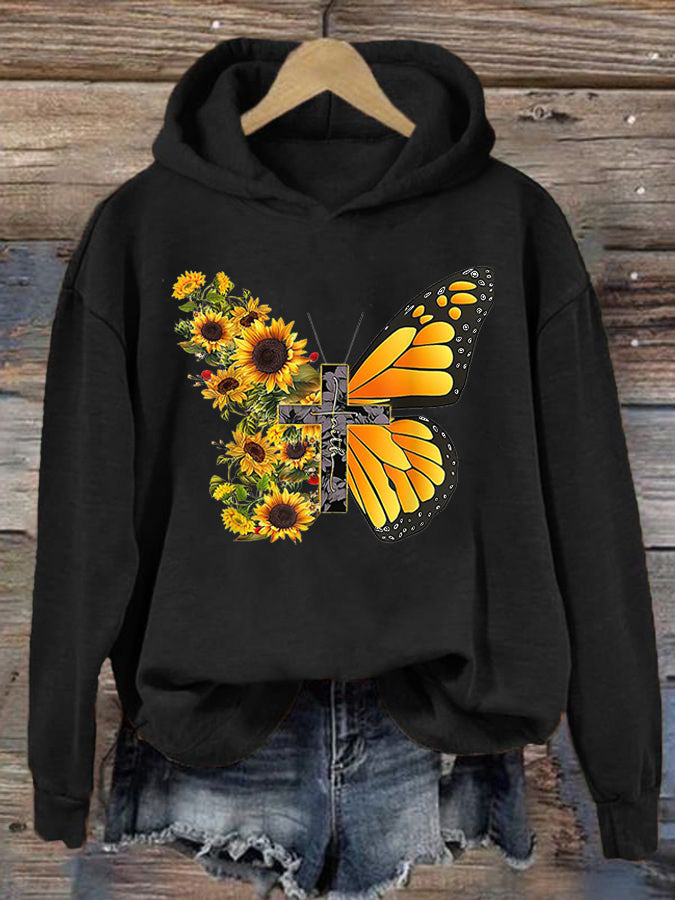 Women's God Floral Print Hoodie Sweatshirt