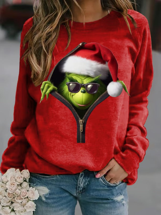 Women's Christmas Printed Crew Neck Sweatshirt