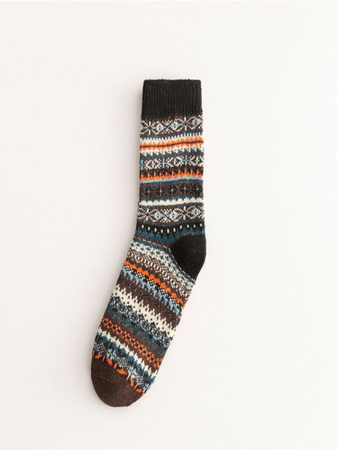 Soft Warm Retro Tribal Color Block Socks