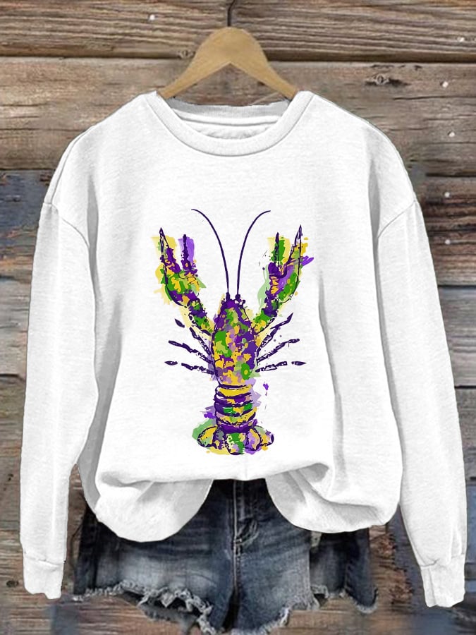 Women's Carnival Crawfish Print Sweatshirt