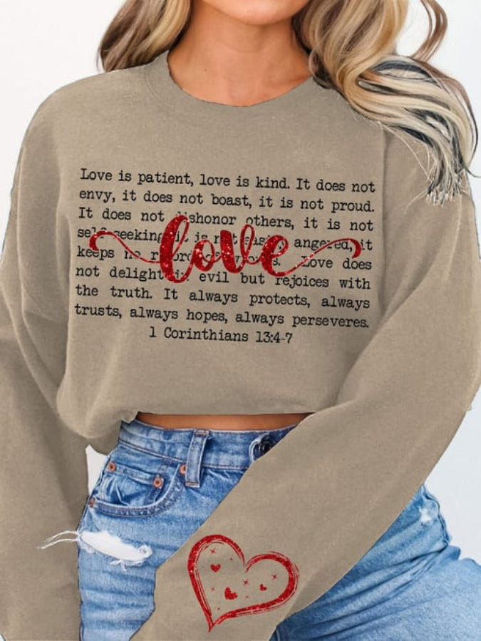 Women's "Love is patient" printed sweatshirt