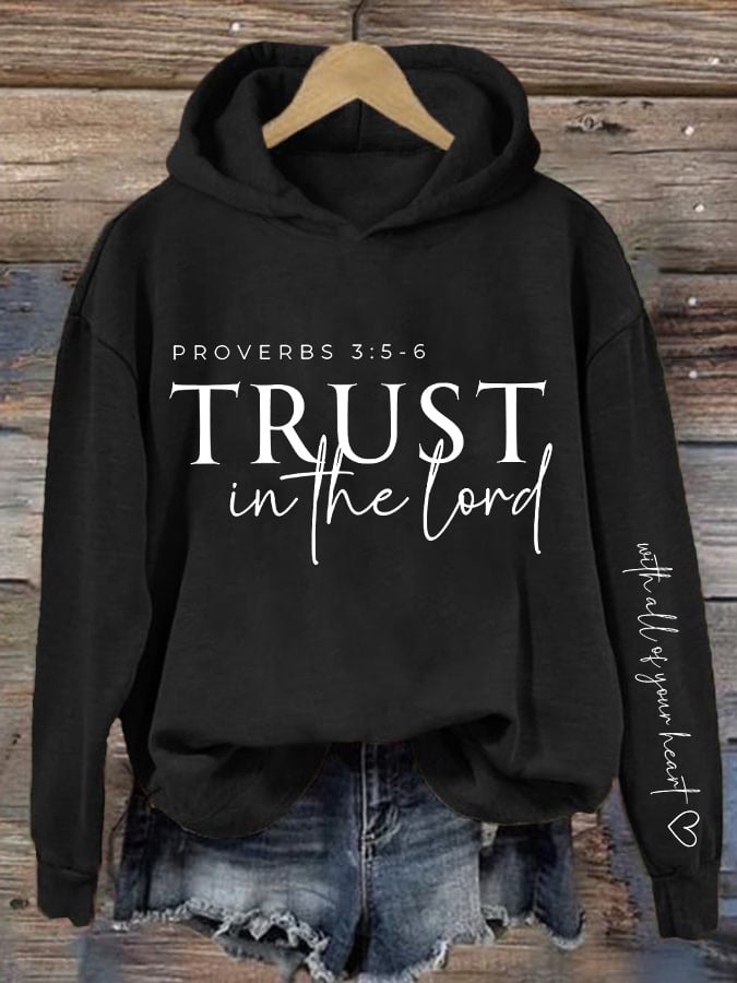 Women'S Faith Trust In The Lord Print Hoodie