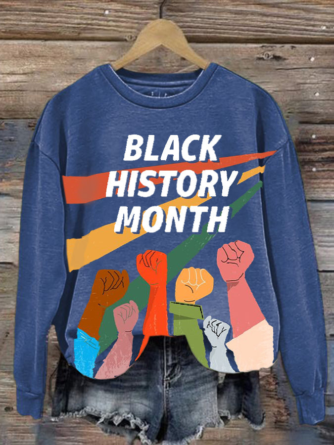 Women's Black History Printed Round Neck Sweatshirt