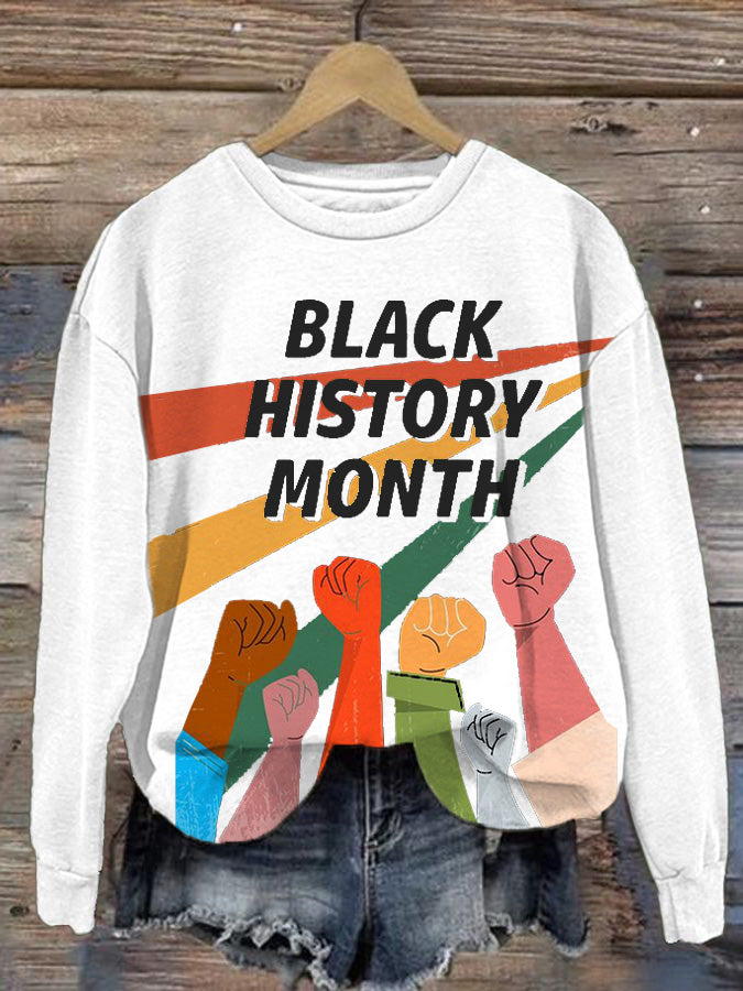 Women's Black History Printed Round Neck Sweatshirt