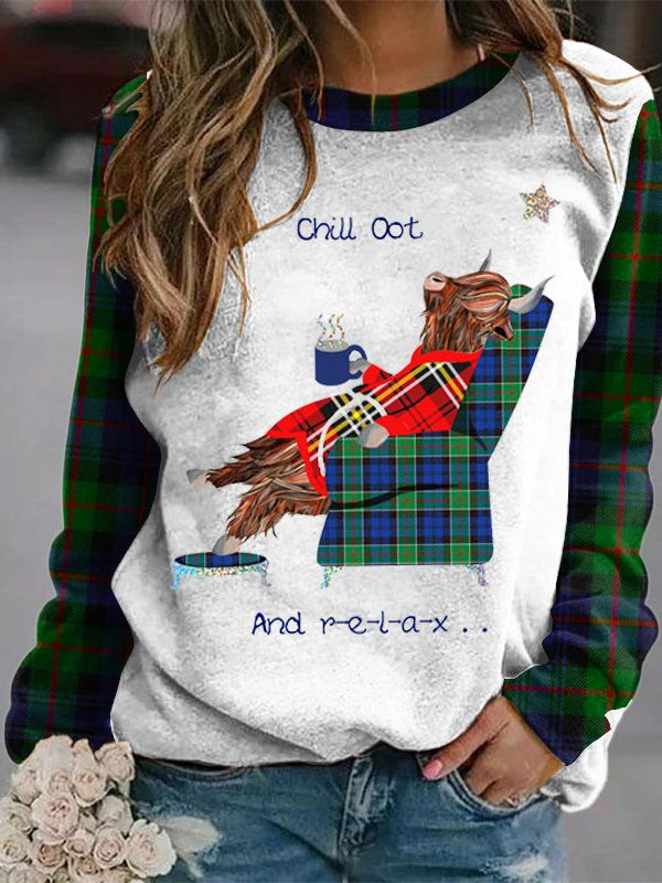 Women's Highland Cow Print Casual Sweatshirt