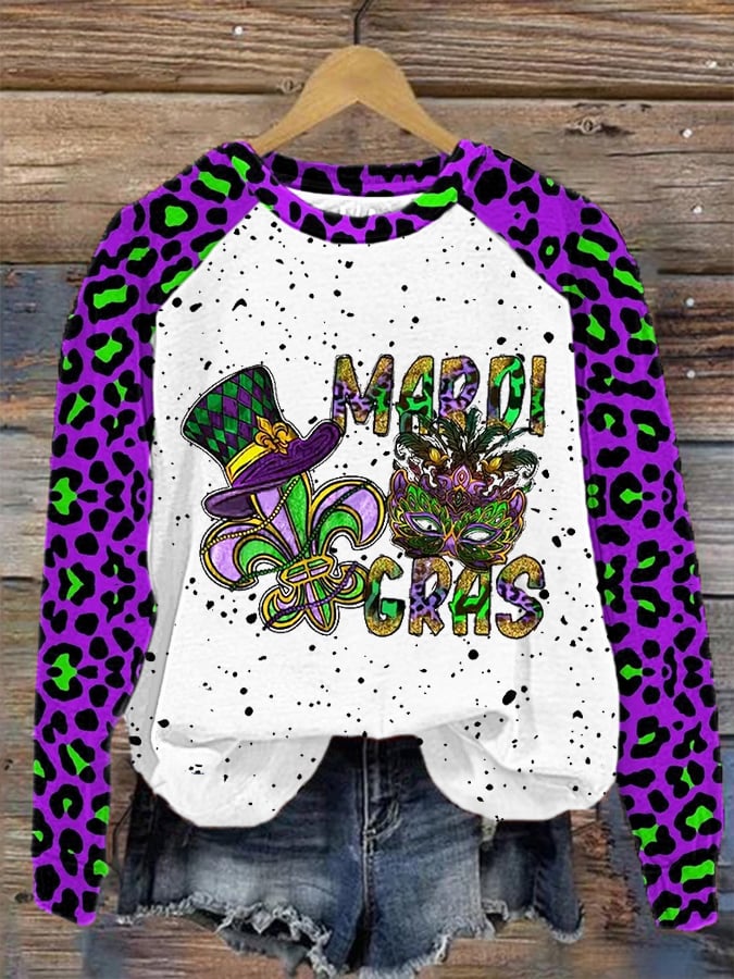 Women's Mardi Gras Print Sweatshirt