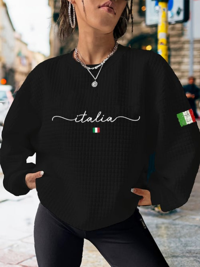 Women's Italy Travel Souvenir Waffle Sweatshirt