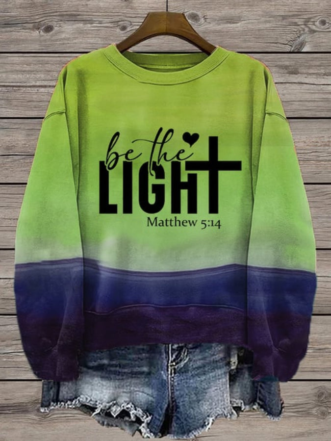 Women's Be The Light Print Crew Neck Sweatshirt