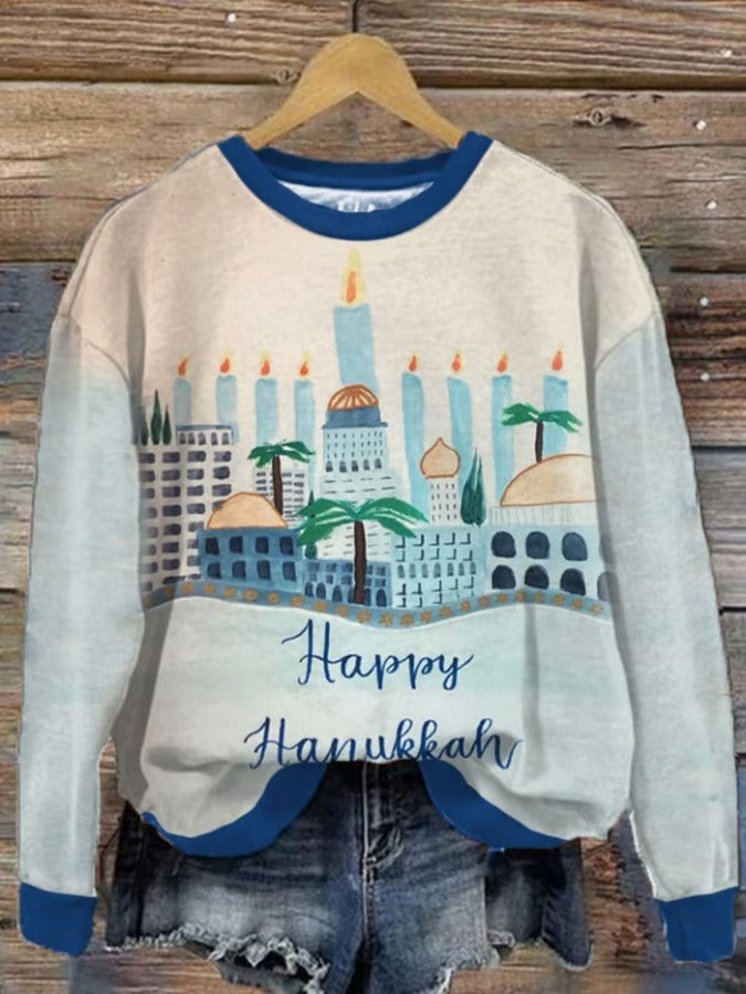 Women's Hanukkah Printed Sweatshirt