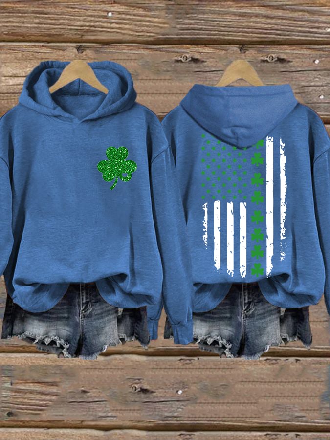 Women's St. Patrick's Day Flag Shamrock Hooded Sweatshirt