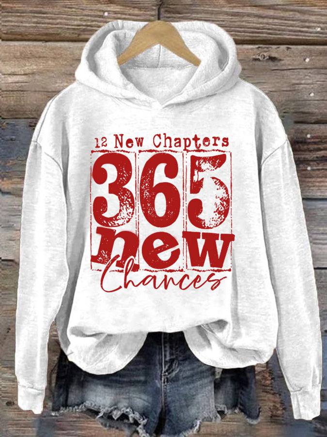 Women's 12 New Chapters 365 New Chances Print Hoodie