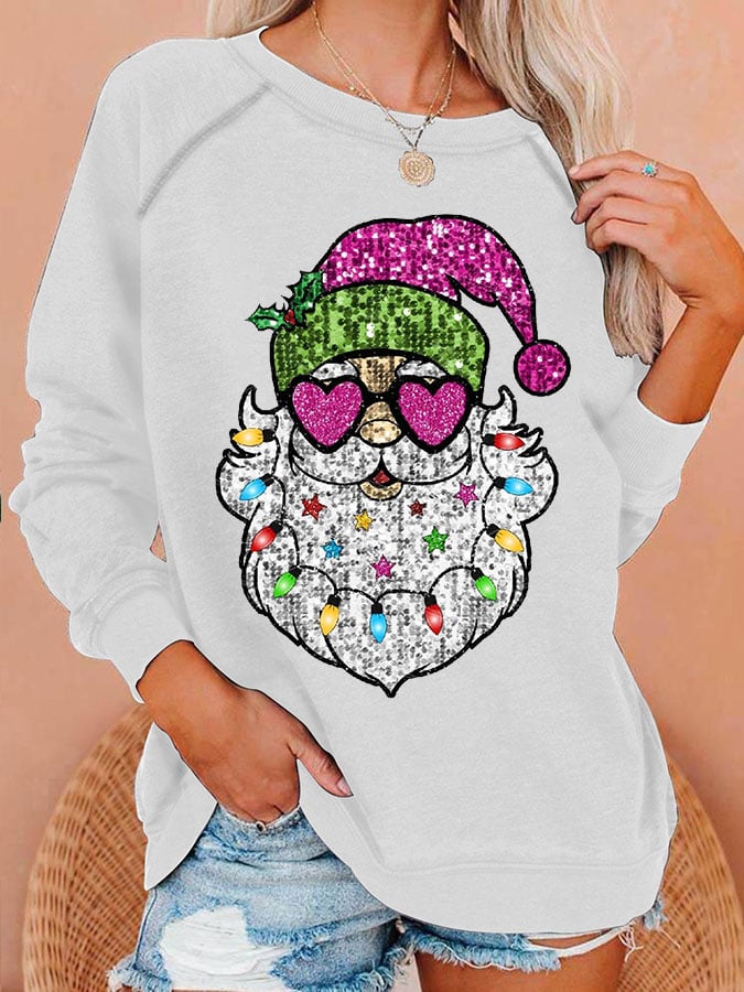 Women's Christmas Santa Print Casual Sweatshirt