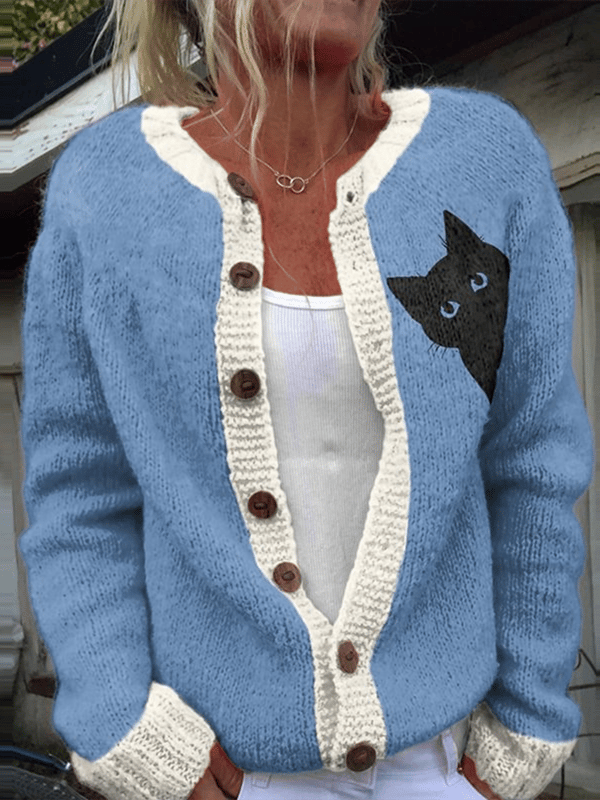 Women's Vintage Cat Knit Cardigan