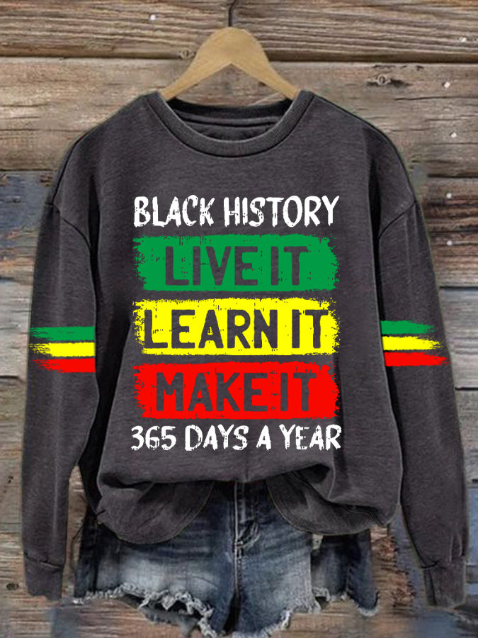 Women's Black History Printed Round Neck Sweatshirt