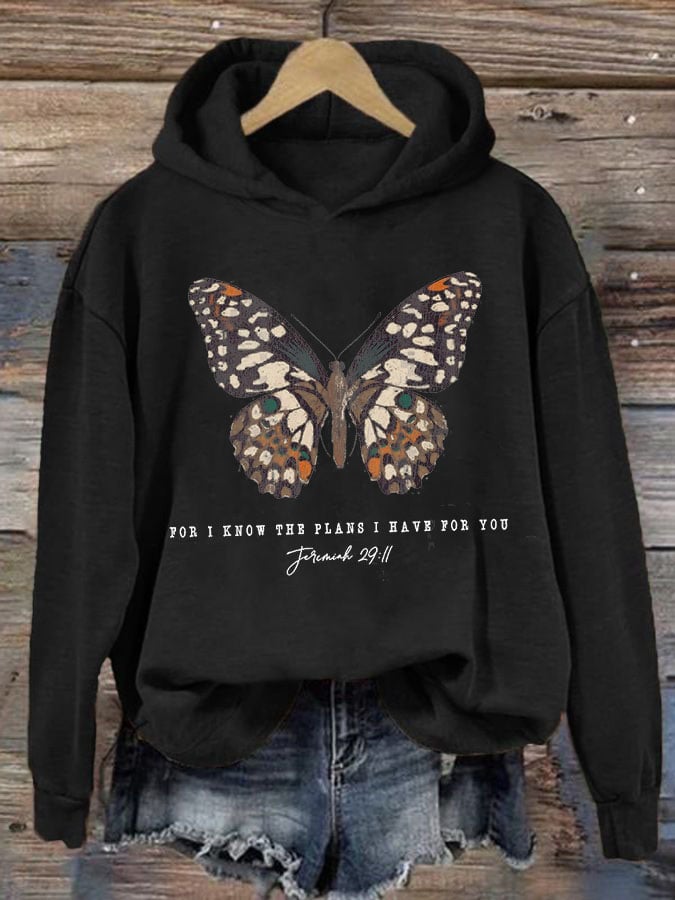 Women's Casual Jeremiah 29 11, For I Know the Plans I Have For You Print Hoodie Long Sleeve Sweatshirt