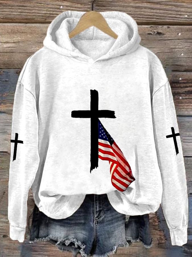 Women's Cross Flag Print Sweatshirt